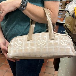 Chanel cream/beige nylon mini Boston